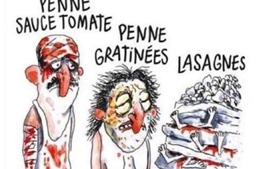 Báo Charlie Hebdo vẽ tranh gây sốc về vụ động đất Italy