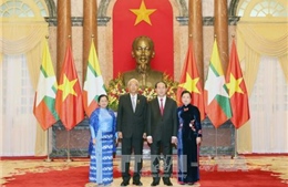  Chủ tịch nước chiêu đãi trọng thể Tổng thống Myanmar và Phu nhân