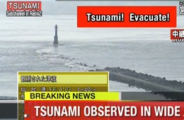 Sông Nhật Bản cuộn sóng sau động đất