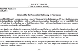 Tổng thống Barack Obama chia buồn với nhân dân Cuba