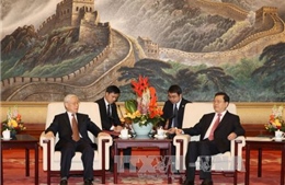 Tổng Bí thư Nguyễn Phú Trọng hội kiến Chủ tịch Quốc hội Trung Quốc
