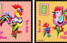 Đậm chất liệu dân gian tem bưu chính Tết Đinh Dậu