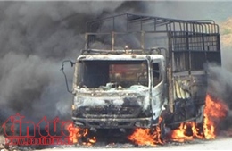 Hỏa hoạn thiêu rụi xe tải chở sắn trên đèo Violắc, Quảng Ngãi 