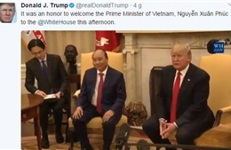 Dòng tweet của Tổng thống Hoa Kỳ về chuyến thăm của Thủ tướng Nguyễn Xuân Phúc 