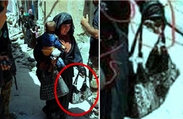 Lạnh người cảnh nữ nghi phạm IS bế trẻ con đi đánh bom liều chết