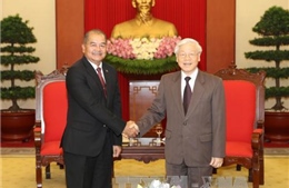 Tổng Bí thư Nguyễn Phú Trọng tiếp Đoàn đại biểu Đảng Nhân dân Cách mạng Lào