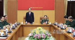 Chủ tịch nước Trần Đại Quang làm việc với lãnh đạo Bộ Quốc phòng