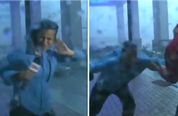 Phóng viên kênh CNN bị thổi bay người khi đưa tin trực tiếp trong bão Maria