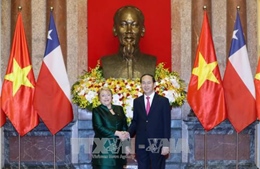 Chủ tịch nước Trần Đại Quang tiếp đón Tổng thống Chile Michelle Bachelet