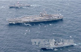 Ba tàu sân bay Mỹ tập trận sát bán đảo Triều Tiên  