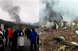 Video máy bay quân sự Trung Quốc loạng choạng trên không trước khi rơi xuống