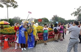 Đông đảo khách du Xuân, chụp ảnh tại các Hội hoa Xuân TP Hồ Chí Minh 