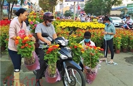 Chiều 29 Tết, người dân TP Hồ Chí Minh đổ xô đi mua hoa