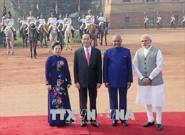 Lễ đón Chủ tịch nước Trần Đại Quang thăm cấp Nhà nước tới Cộng hòa Ấn Độ 