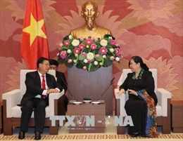 Phó Chủ tịch Thường trực Quốc hội Tòng Thị Phóng tiếp Phó Chủ tịch Quốc hội Lào 