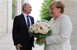 Lý do bó hoa Tổng thống Putin tặng Thủ tướng Merkel khiến truyền thông Đức phàn nàn