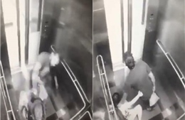 Tên cướp đánh đập dã man người phụ nữ trong thang máy rồi cướp túi