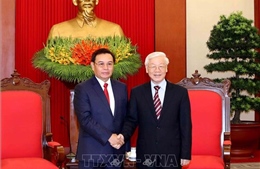 Tổng Bí thư Nguyễn Phú Trọng tiếp Đoàn Ủy ban Trung ương Mặt trận Lào Xây dựng đất nước