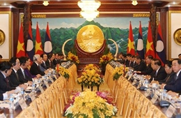 Tổng Bí thư, Chủ tịch nước Nguyễn Phú Trọng hội đàm với Tổng Bí thư, Chủ tịch nước Lào
