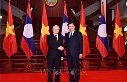 Tổng Bí thư, Chủ tịch nước Nguyễn Phú Trọng hội kiến Thủ tướng và Chủ tịch Quốc hội Lào