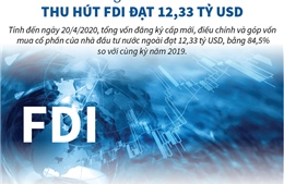 4 tháng đầu năm 2020: Thu hút FDI đạt 12,33 tỷ USD