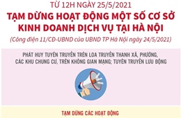 Từ 12h ngày 25/5, Hà Nội tạm dừng hoạt động nhà hàng, dịch vụ ăn uống, cắt tóc