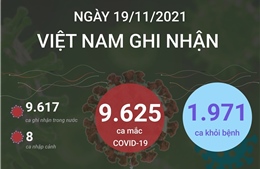 Ngày 19/11/2021, Việt Nam ghi nhận 9.625 ca mắc COVID-19