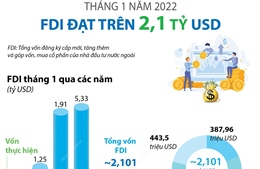 Tháng 1 năm 2022: FDI đạt trên 2,1 tỷ USD