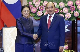 Chủ tịch nước Nguyễn Xuân Phúc tiếp xã giao Phó Chủ tịch nước Lào Pany Yathotou