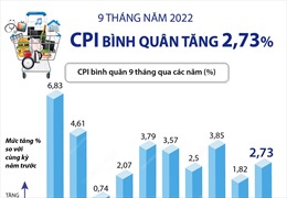 CPI bình quân 9 tháng năm 2022 tăng 2,73%