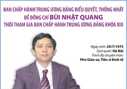 Thống nhất để đồng chí Bùi Nhật Quang thôi tham gia Ban Chấp hành Trung ương Đảng khóa XIII