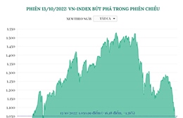 Thị trường chứng khoán ngày 13/10/2022: VN-Index bứt phá trong phiên chiều