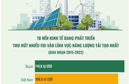 Giai đoạn 2015 - 2022, Việt Nam thu hút 106,8 tỷ USD vốn FDI vào năng lượng tái tạo