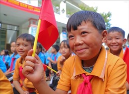 Học sinh vùng cao huyện Mèo Vạc (Hà Giang) hân hoan dự lễ khai giảng năm học mới 2023 - 2024