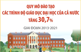 Giai đoạn 2013 - 2021: Quy mô đào tạo các trình độ giáo dục đại học tăng 30,7%