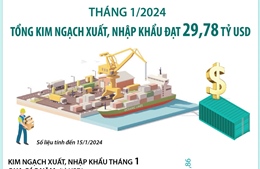 Tháng 1/2024, tổng kim ngạch xuất, nhập khẩu đạt 29,78 tỷ USD