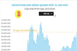 Giá Bitcoin dao động quanh mức 51.500 USD