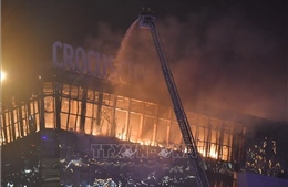 Vụ tấn công tại Moskva: Lực lượng cứu hộ kiểm soát đám cháy tại hiện trường