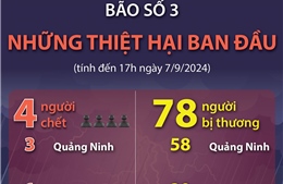 Bão số 3: Bốn người chết, 78 người bị thương (tính đến 17h ngày 7/9)