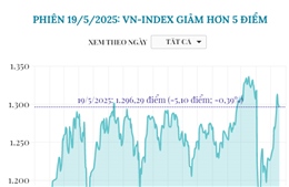 Phiên 19/5/2025: VN-Index giảm hơn 5 điểm