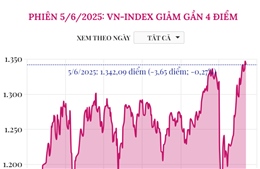 Phiên 5/6/2025: VN-Index giảm gần 4 điểm