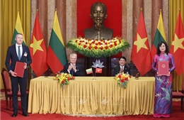 Chủ tịch nước Lương Cường và Tổng thống Litva chứng kiến lễ ký kết các văn kiện hợp tác