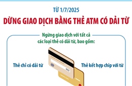Từ 1/7/2025: Dừng giao dịch bằng thẻ ATM có dải từ