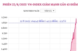 Phiên 22/8/2025: VN-Index giảm mạnh gần 43 điểm