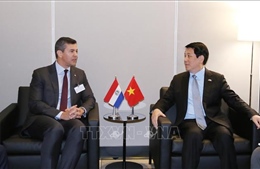 Chủ tịch nước Lương Cường gặp Tổng thống Paraguay Santiago Peña Palacios