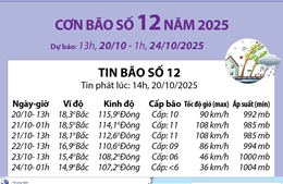 Đường đi của bão số 12 năm 2025 (dự báo từ 13h ngày 20/10 đến 1h ngày 24/10)