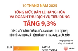 Tổng mức bán lẻ hàng hóa và doanh thu dịch vụ tiêu dùng tăng 9,3%
