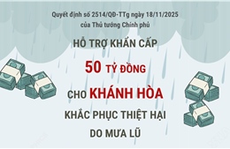 Hỗ trợ khẩn cấp 50 tỷ đồng cho Khánh Hòa khắc phục thiệt hại do mưa lũ