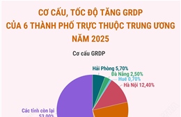 Cơ cấu, tốc độ tăng GRDP của 6 thành phố trực thuộc trung ương