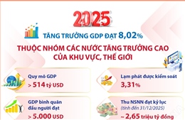 Năm 2025: Tăng trưởng GDP đạt 8,02%